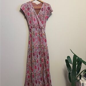 Cecilia Prado Floral Maxi Dress | Shimmer Wrap Style Dress | Size XS